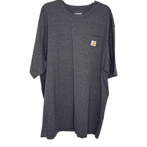 Carhartt K87 Mens 2XL Tall Loose Fit Pocket T-Shirt Carbon Heather Grey Cotton